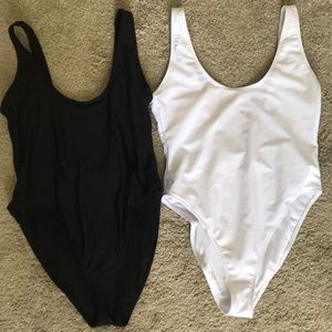 2 pack NWOT identical one piece bathing suits black & white